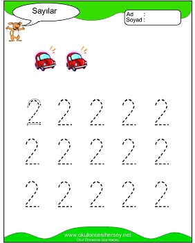 okul öncesi 1 sayısı çizgi çalışması